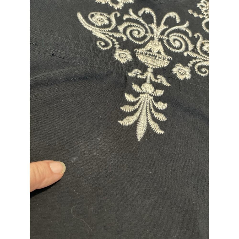 Johnny Was Dress Size Small Black Floral Embroidered V-Neck Boho Fairy Party - Picture 13 of 13